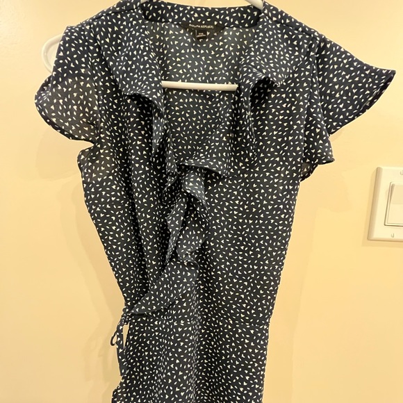 Wrap around navy work blouse - Picture 4 of 6